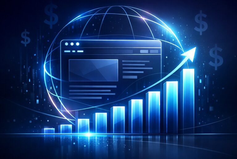 Abstract visualization of website valuation and site worth
