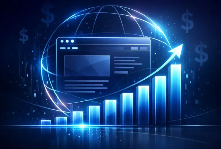 Abstract visualization of website valuation and site worth
